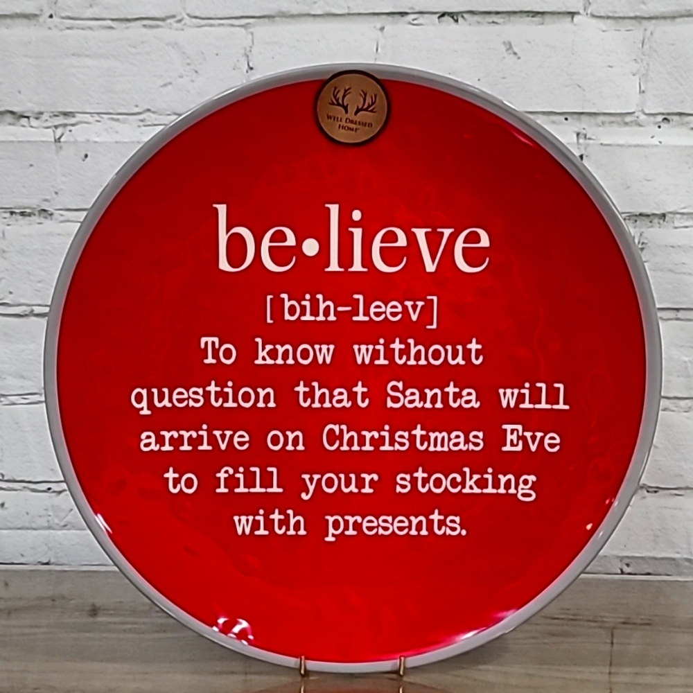 Well Made Home Decorative Holiday/Christmas Melamine "Believe" Cookie Plate NWT